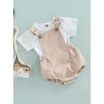 thumbnail image 3 of Faithtur Bébé Strappy Romper Costume Col Rond Manches Courtes T-Shirt Tops + Sangles Réglables Romper Ensemble de Deux Pièces, 3 of 9