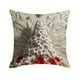 thumbnail image 2 of Funda de cojín navideña de lino | Funda de cojín para sofá de 45 x 45 cm | Estampado 3D de Papá Noel, reno, muñeco de nieve y árbol | Decoración en rojo, blanco y dorado, 2 of 5