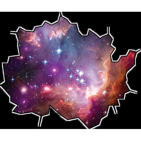 Wall Hole Outer Space Stars Nebula Decor Design Celestial Bodies Adhesive Wall Art Decal - 15" x 20" Vinyl Home Kids Bedroom Living Room Stellar Galaxies Stars Milky Way Removable Decoration Sticker