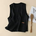 thumbnail image 5 of Lovskoo Women's Cotton Linen Sleeveless Vest Casual V Neck Button Down Blazer Waistcoat Jackets Black, 5 of 8