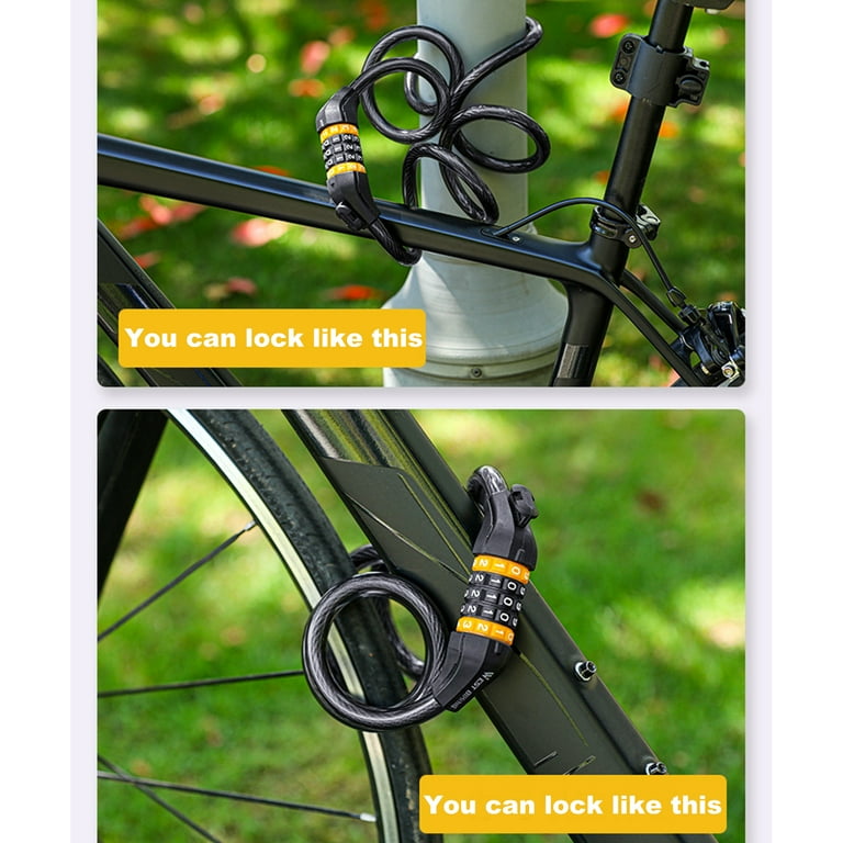 Cheers.US Cycle Lock Adjustable Portable Waterproof Bicycle 5 Digit High Security Anti Theft Lock for Road Bike Electric Bike Bicycle Outdoor