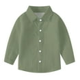 thumbnail image 2 of HOMADLES Boys Button Down Shirts Long Sleeve Lapel Solid School Uniform, Uniform Shirt Army Green 12 Months, 2 of 6