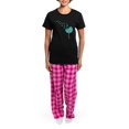 thumbnail image 4 of CafePress - Blowing Dandelion Aqua Women's Dark Pajamas - Women's Short Sleeve Print T-Shirt and Pants Dark Cotton Pajama Set, 4 of 7