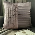 thumbnail image 4 of The HomeCentric Decorative Throw Pillow Cases Violet Pack of 2, 24"x24" (60x60 cm) Velvet & Satin Striped, Patchwork & Quilted Cushion Covers For Sofa, Striped Modern Style - Velvet Satin Glow, 4 of 6