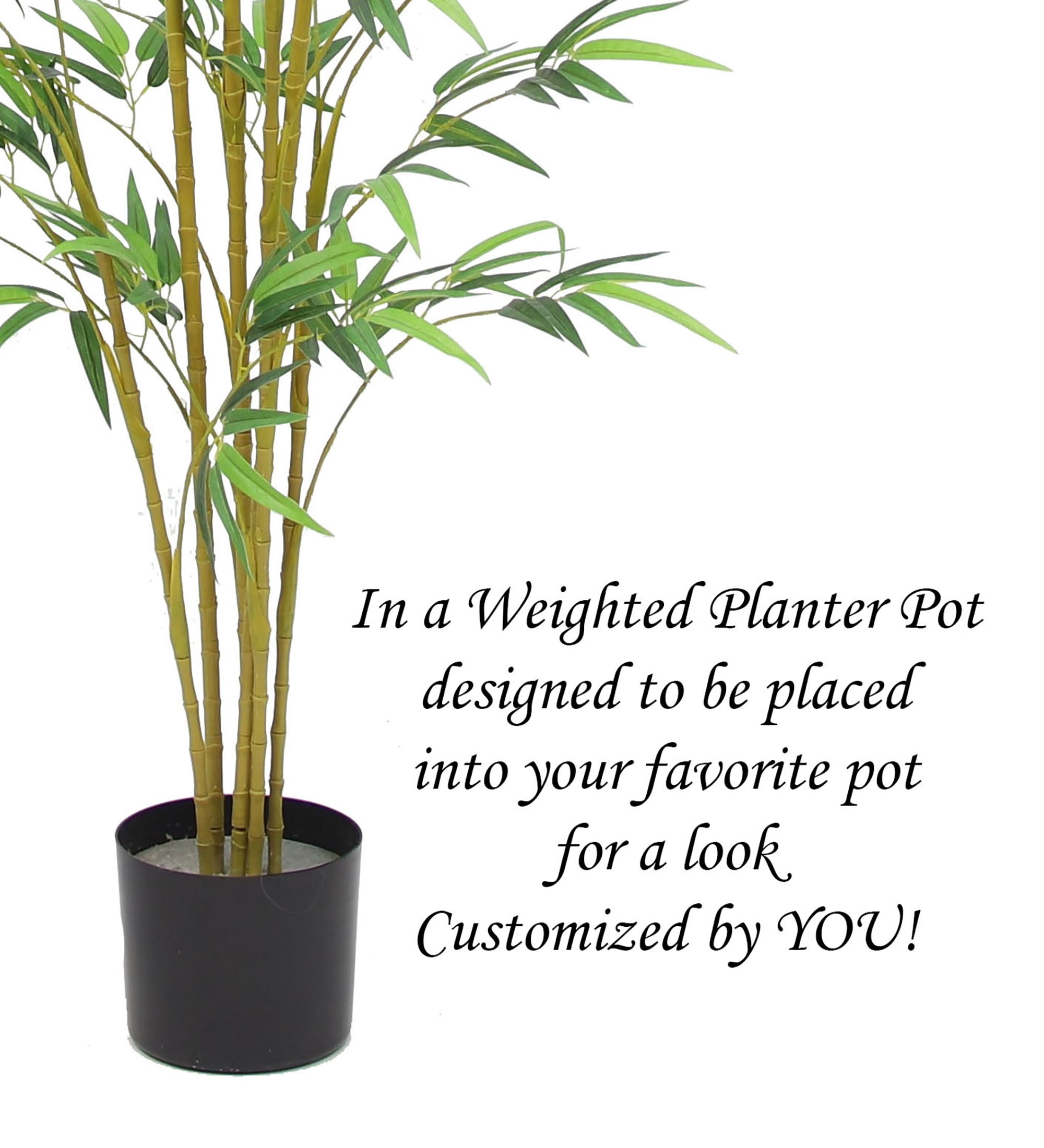 The Mod Greenhouse 60" Artificial Real Touch Green Bamboo Tree in a Matte Black Grower's Pot