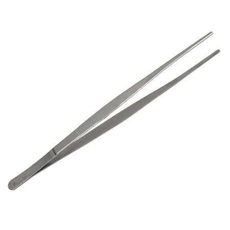 

12 30cm Silver Stainless Steel Long Food Tongs Straight Tweezers Kitchen Tool