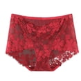 thumbnail image 2 of Blmnix Boyshort Women Panties High Waisted Tummy Control G String Lace Panties Red Women's Underwear Cotton, 2 of 5