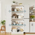thumbnail image 6 of DIYART 71" Farmhouse Pantry Cabinet, Tall Storage Cabinet with 4 Doors and Adjustable Shelves, Freestanding Pantry for Dining Room, Kitchen, and Living Room, White, 6 of 8