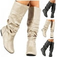 thumbnail image 3 of Women's Knee High Boots Winter Comfy Slip On Riding Boots Ladies Thigh High Flat Wide Mid Calf Boots, 3 of 5