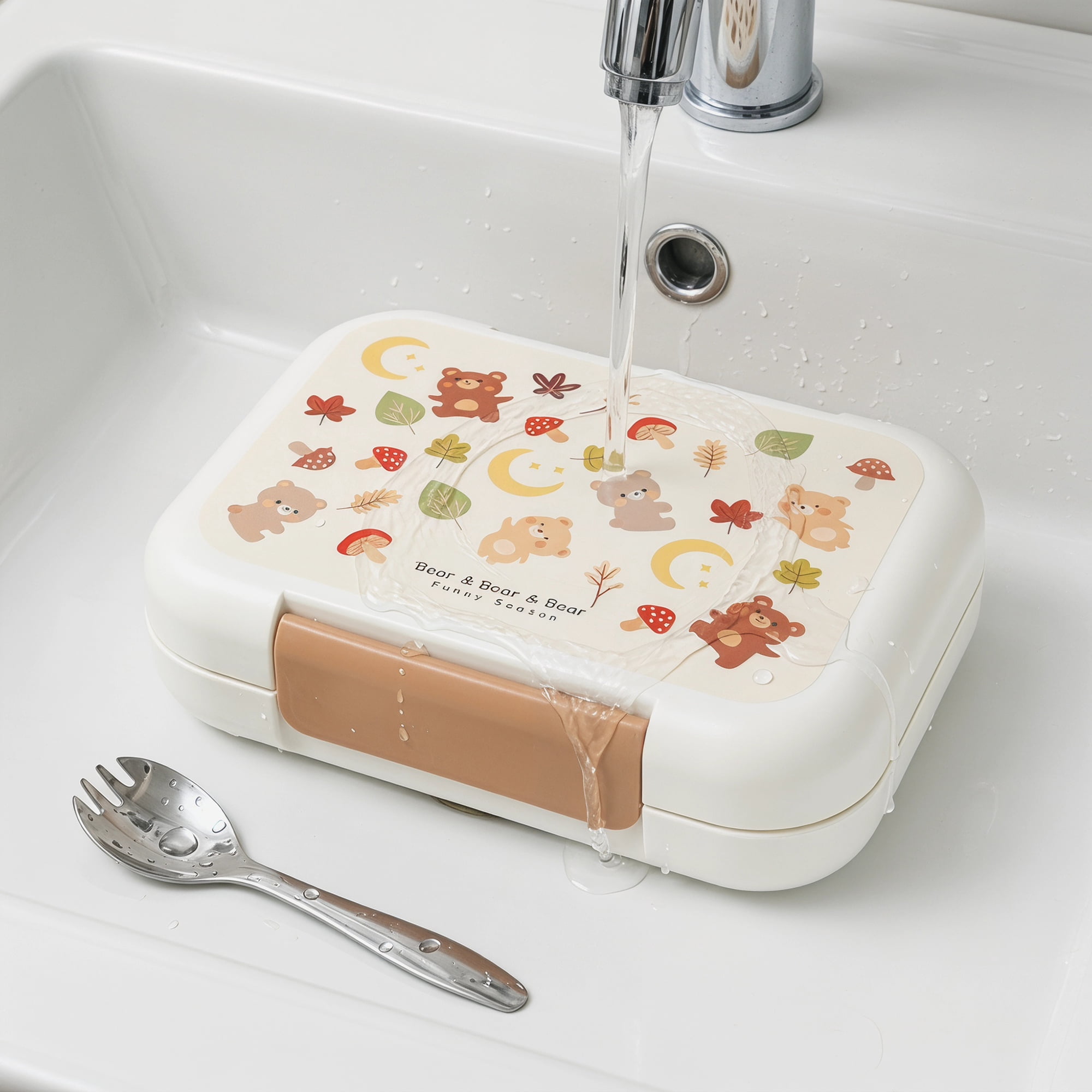 Unique Bargains 3-Compartment Leak-Proof Meal Lunch Bento Box White