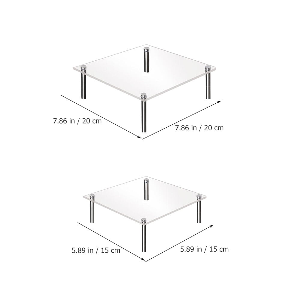 2 pcs Acrylic Cake Display Stand Square Cake Dessert Stand Clear Cake