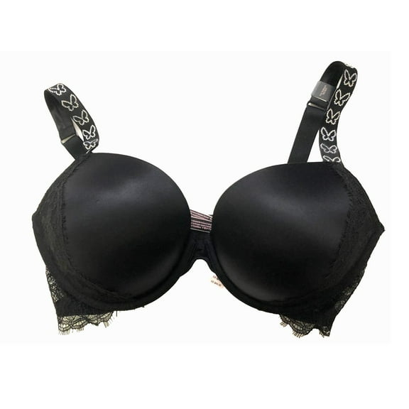 Victoria's Secret Very Sexy Push-up Bra Shine Butterfly Rhinestone Black Cup Size 38DD NWT