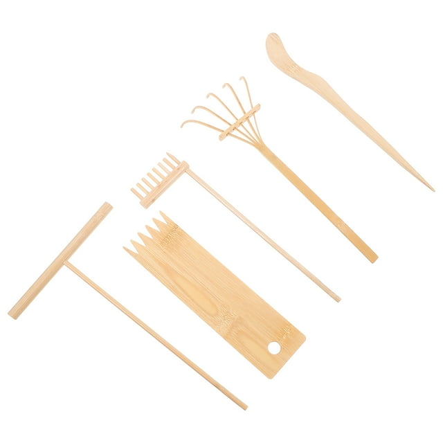 OUNONA 5Pcs Zen Garden Tools Bamboo Miniature Rake for Sand Table Decorations Relaxation Activity Cultural Experience