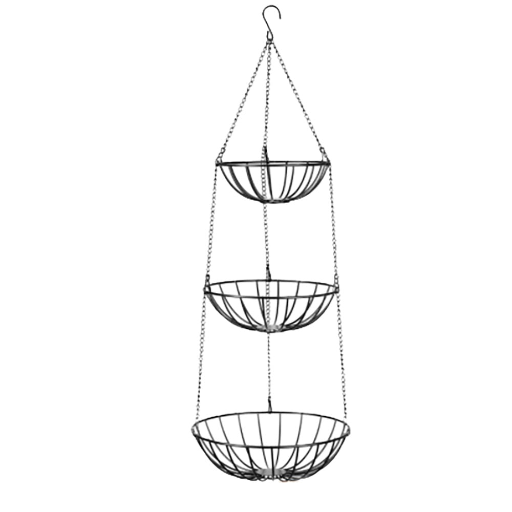 3Tier Wire Hanging Basket Iron Wire Basket Fruit Swing Bowl Rack