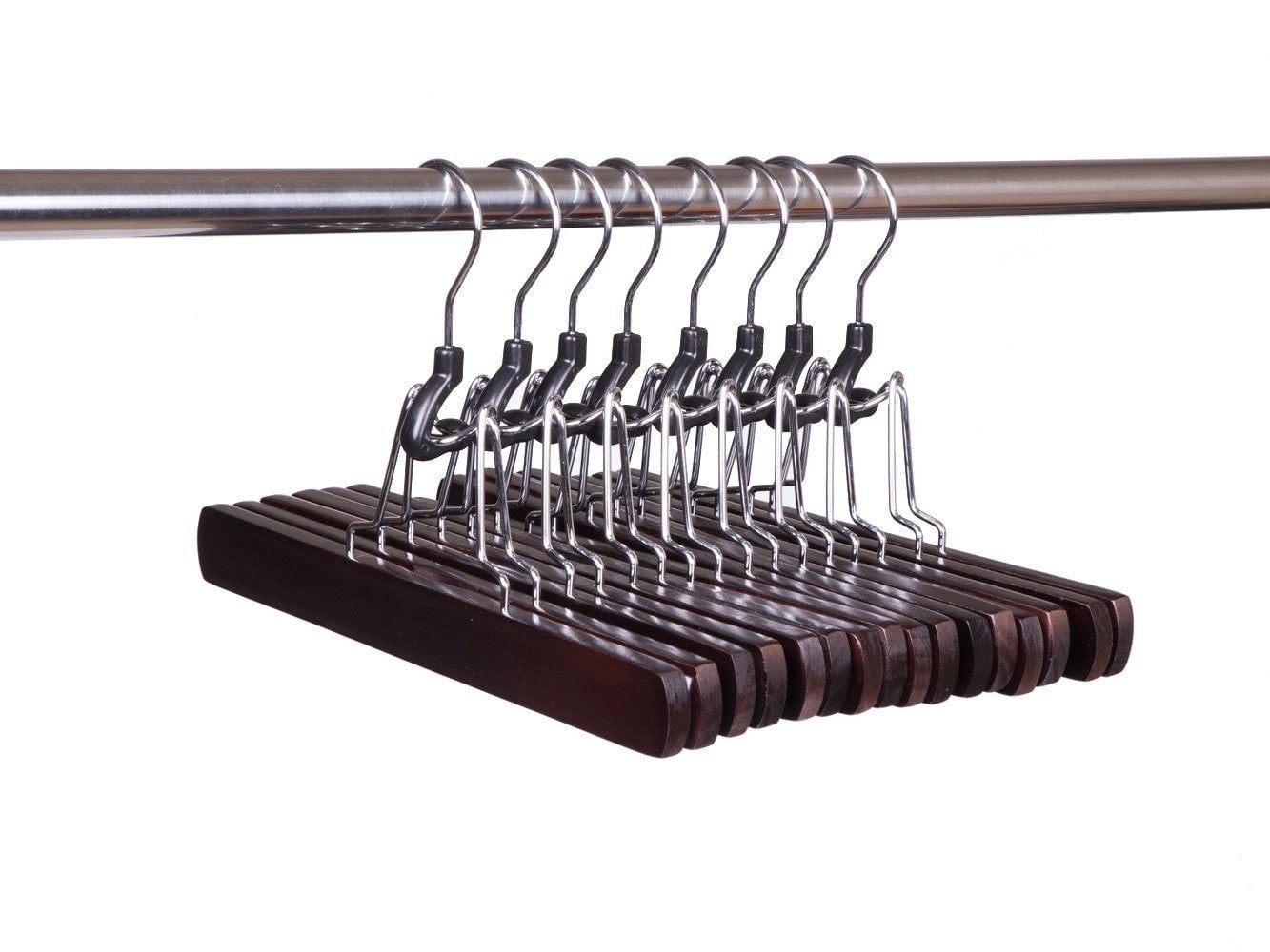 Wooden Clamp Style Pant/Skirt Hanger (Walnut & Chrome)