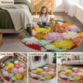 thumbnail image 6 of Watercolor Chrysanthemum 3ft Area Rug, Vintage Abstract Oil Painting Floral Washable Non-Slip Small Round Rugs for Entryway Bedroom Kitchen, Soft Circle Carpet for Dining Room, Playroom Nursery Rug, 6 of 9