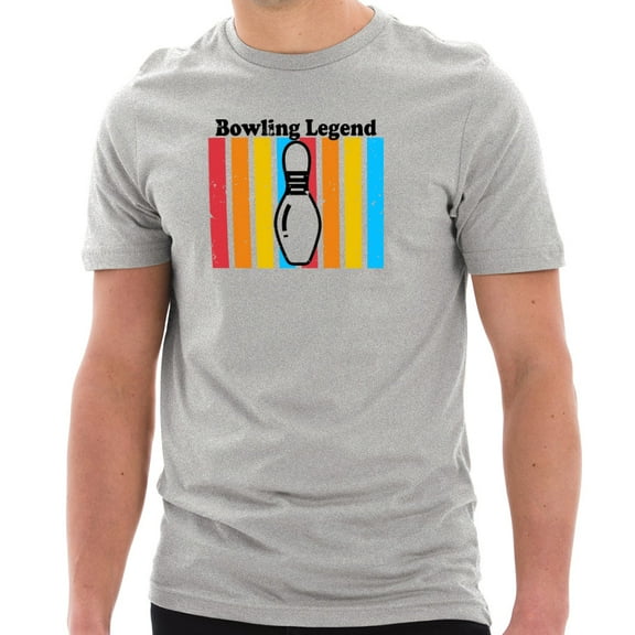 Big Size Bowling Legend Graphic Design Short Sleeve Cotton Jersey T-Shirt - Heather Grey XL