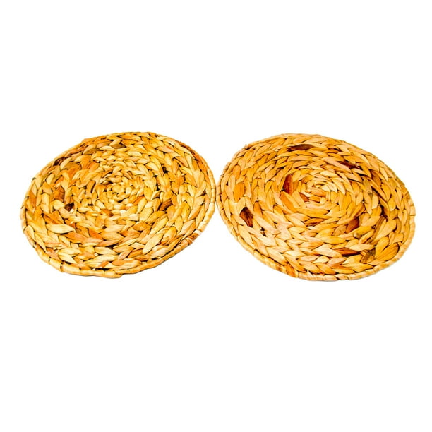 Wicker Round Woven Hyacinth Placemats by Trademark Innovations (Set of