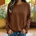 thumbnail image 6 of CBASIHI Womens Crew Neck Sweatshirts with Pockets- Casual Long Sleeve Oversized Fall Pullover Top Brown Size S, 6 of 6