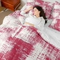 thumbnail image 4 of Feelyou Chic Art Abstract Twin Bedding Sets 7-Piece for Adult, Modern Fashion Stripes Bedding Comforter Set, Red Watercolor Reversible Sheet Sets, Lightweight Room Decor, 4 of 7