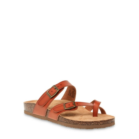 Time and Tru Women’s Toe Thong Footbed Slide Sandals, Wide Width Available