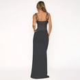 thumbnail image 3 of Women's Sexy Halter Neck Backless Satin Maxi Dress High Split Graduation Evening Gown, 3 of 5