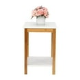 thumbnail image 4 of SALE CLEARANCE FCH 34*34*50cm Double Layer Bamboo Side Table Rectangular White Table Top Natural Wood Table Leg, 4 of 9