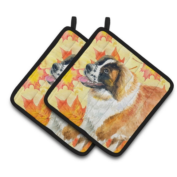 Caroline's Treasures Saint Bernard Fall Pair of Pot Holders