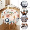 thumbnail image 4 of Odenmar Daisy Floral Round Tablecloth 60 Inch, Farmhouse Waterproof Table Cover, Rustic Flower Design for Dining Table, Kitchen, Party Indoor Outdoor, 4 of 6