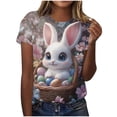 thumbnail image 2 of Warop T-Shirt à Col Rond pour Femmes avec Imprimé de Pâques, Chandail à Enfiler pour Usage Quotidien, 2 of 5