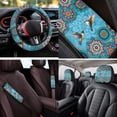 thumbnail image 4 of Binienty Floral Hummingbird Vehicle Seat Covers with 15 Inch Steering Wheel Cover Breathable Center Console Cover Seat Headrest Covers Seat Belt Pads 14 PCS Boho Car Interior Decor Set, 4 of 7