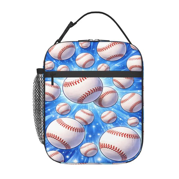 Baseball Lunch Bag Reusable Thermal Lunch Tote with Handle for Women and Men