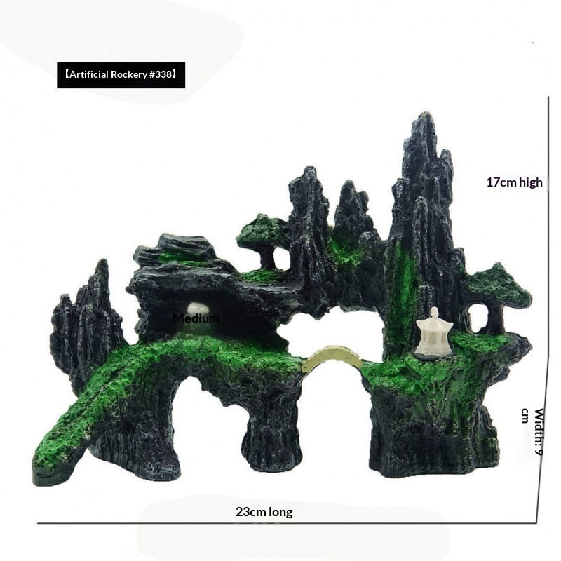 Fish Tank Decoration Moss Rockery Stone Plants Wood Ruins Landscaping Turtle Tank Decoration Fish Shrimp Shelter