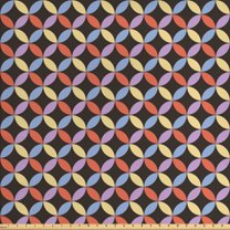 Retro Fabric by the Yard, Abstract Vintage Style Repetitive Floral Inspired Simple Illustration, Decorative Upholstery Fabric for Chairs & Home Accents, Dark Taupe and Multicolor by Ambesonne