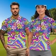 thumbnail image 2 of Aplkyhs Hippie Floral Matching Couple Golf Shirts Quarter Zip Mens Hawaiian Shirt Lapel Design Breathable Fabric Soft and Comfortable Polyester Shirts for Men for Casual Wear, 2 of 6