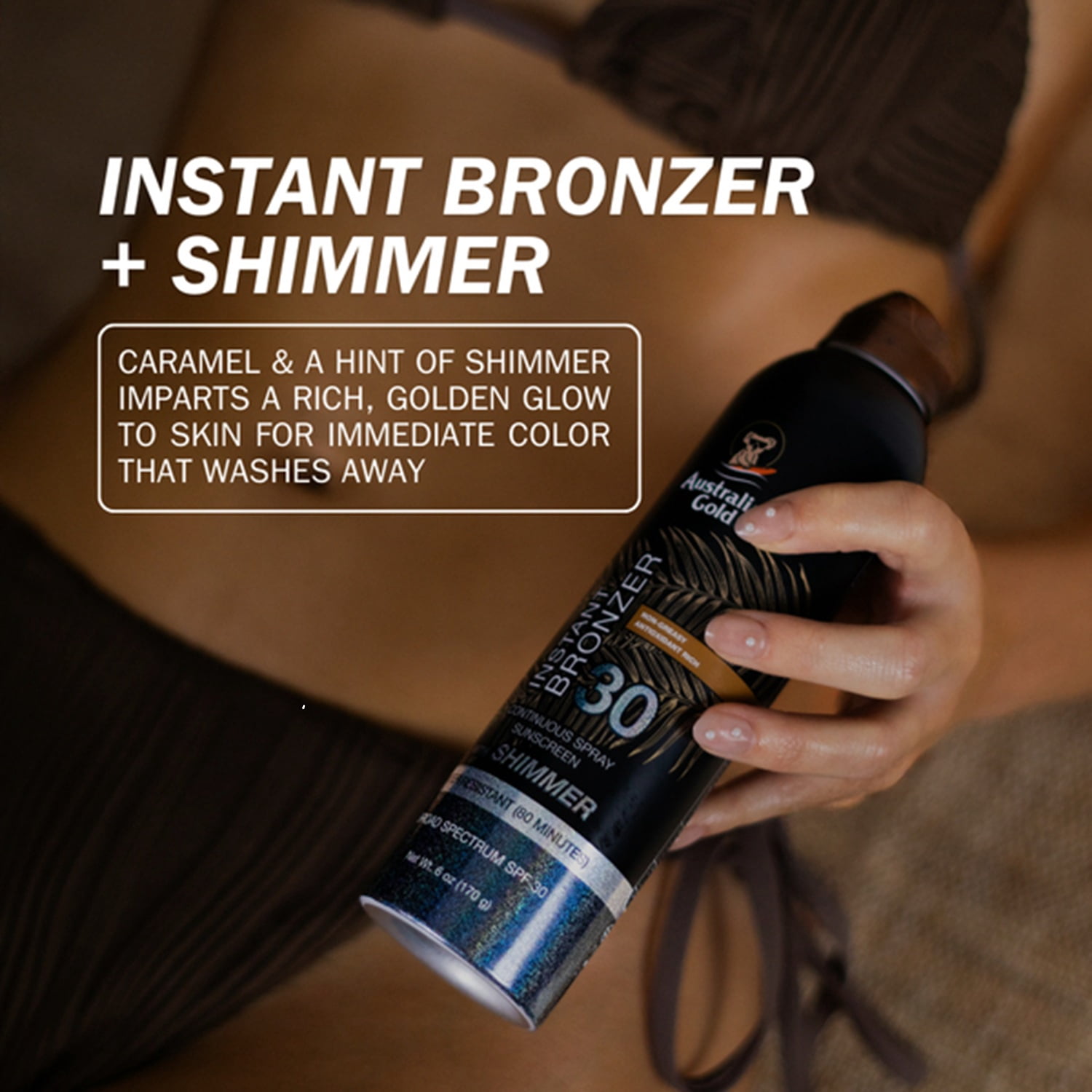 Australian Gold Continuous Spray Bronzer SHIMMER, SPF 30, 6 oz.