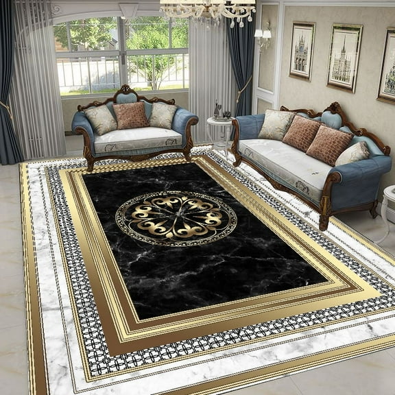 Nordic Luxury Living Room Carpets Gold Black Geometric Rugs for Bedroom Sofa Table Beside Large Area Rug Home r Mats tapete