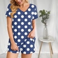 thumbnail image 6 of Fashion 2 Piece Sets for Women Summer Plus Size Polka Casual Home Two-piece V-neck Top With Pocket Shorts Set, 6 of 6