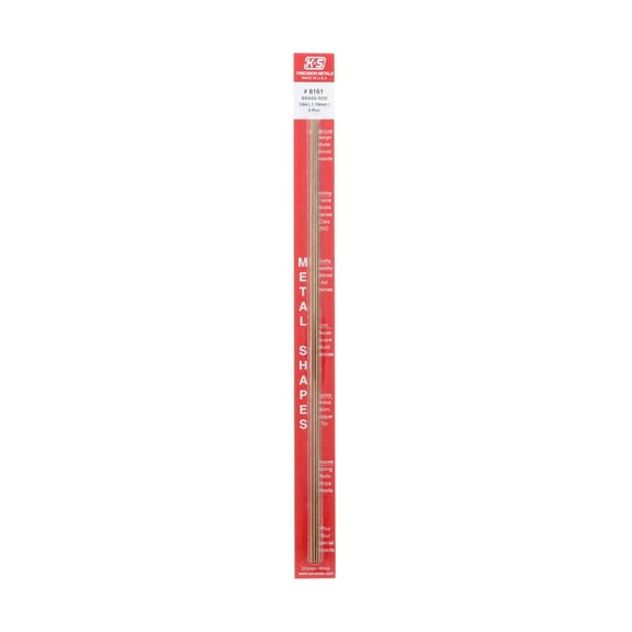 K&S Engineering Brass Metal Rods, 3/64in x 12in, 4/Pkg.