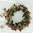 thumbnail image 6 of Fyeme Simulation Oil Painting Fragrant Snowball Flower Wreath, Rattan Circle Plant Wreath, Door Hanging Green Plant Decoration, 6 of 11