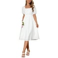 thumbnail image 2 of VESTIDO MIDI CASUAL DE MUJER CON ESCOTE CUADRADO Y MANGAS CORTAS DE VOLANTE INSPIRADO EN CHIC M BLANCO, 2 of 6