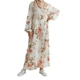 thumbnail image 2 of Muslim Dresses Women Maxi Loose Full Sleeve Print Floral Casual Robe Long Dress, 2 of 13