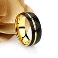 thumbnail image 2 of Men's Women's Tungsten Wedding Band Engagement Ring 8mm Faceted Black & Gold Plated Ring, SZ 8.5, 2 of 3