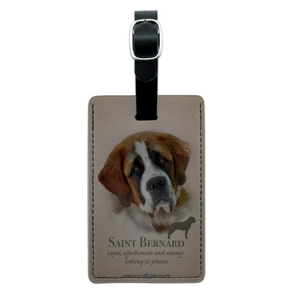 Saint Bernard Dog Breed Rectangle Leather Luggage Card Suitcase Carry-On ID Tag