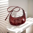 thumbnail image 4 of Bolso de hombro de media luna para mujer bolso de mano sencillo bolso de mano con lazo pequeño de PU bolso Hobo elegante, 4 of 9