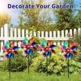 thumbnail image 5 of 10 Pieces 9.5 Inches Rainbow Pinwheels Windmill Wind Spinners Outdoor for Yard Garden Lawn Bird Repellent, Plastic Foil Reflective Colorful Pin Wheels for Rainbow Pride Decorations, 5 of 6