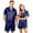 Royal Blue, variant on OIOLOYJM Couple Pajama Sets for Women Slim Fit Daily Wear for Men Silk Satin Short-Sleeve Button Up Classic Fit Pj Sets Two Piece Soft Lounge Loungewear with Pocket Light Purple S