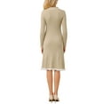 thumbnail image 3 of INSPIRE CHIC Women's Midi Knitted Dress Ribbed Ruffled A-Line Sweater Polo Dresses M Dark Beige, 3 of 5