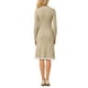 thumbnail image 3 of Vestido de punto midi para mujer INSPIRE CHIC, con ribetes y volantes, corte A, suéter tipo polo, 2XL, beige oscuro, 3 of 5