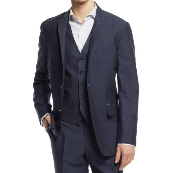 Inc International Concepts Blue Neal Linen-Blend Blazer Size Large